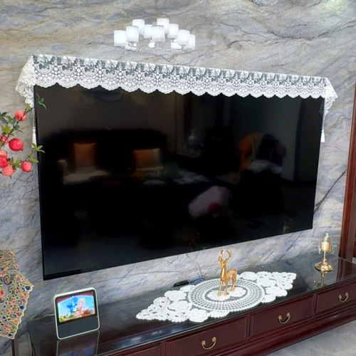 新款輕奢牛奶色蕾絲洋氣提亮電視蓋巾電視罩防塵罩歐式掛式坐式 新款輕奢牛奶色蕾絲洋氣提亮電視蓋巾電視罩防塵罩歐式掛式坐式