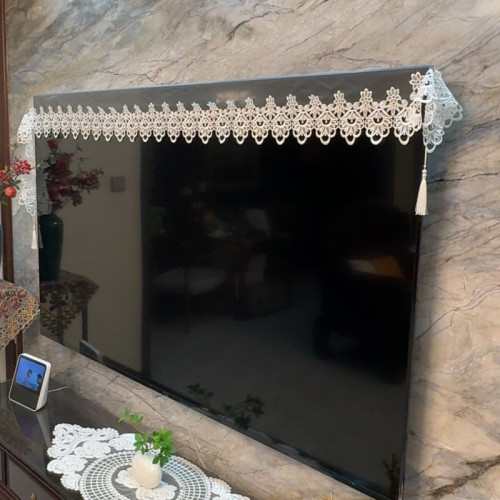 新款輕奢牛奶色蕾絲洋氣提亮電視蓋巾電視罩防塵罩歐式掛式坐式 新款輕奢牛奶色蕾絲洋氣提亮電視蓋巾電視罩防塵罩歐式掛式坐式