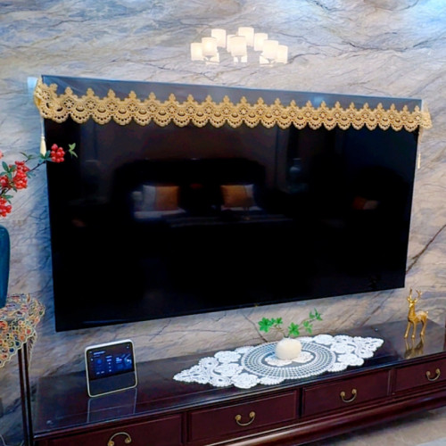 新款輕奢牛奶色蕾絲洋氣提亮電視蓋巾電視罩防塵罩歐式掛式坐式 新款輕奢牛奶色蕾絲洋氣提亮電視蓋巾電視罩防塵罩歐式掛式坐式