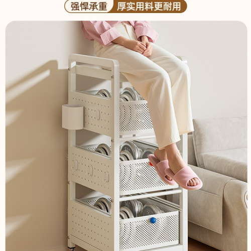 兒童書架放書包置物架可移動小推車書本收納架桌下多層帶滑輪 兒童書架放書包置物架可移動小推車書本收納架桌下多層帶滑輪