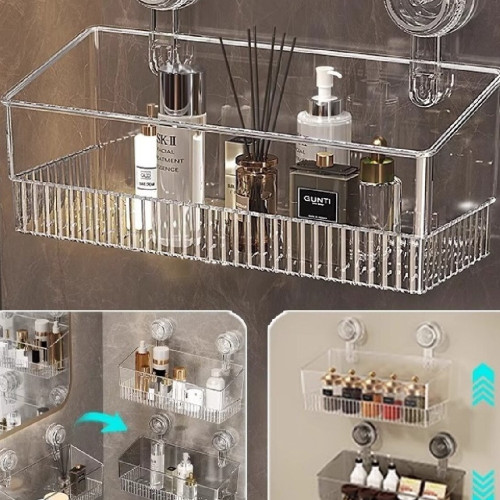 吸盤置物架衛生間厠所浴室洗手洗漱台壁掛式家用免打孔牆上收納盒 吸盤置物架衛生間厠所浴室洗手洗漱台壁掛式家用免打孔牆上收納盒