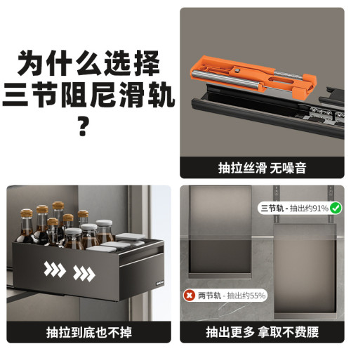 櫥櫃拉籃抽拉式廚房置物架櫃內抽屜下水槽深櫃碗碟盤抽屜式收納盒 櫥櫃拉籃抽拉式廚房置物架櫃內抽屜下水槽深櫃碗碟盤抽屜式收納盒