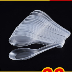 一次性勺子塑膠湯勺打包外賣快餐飯勺商用透明加厚甜品勺調羹湯匙