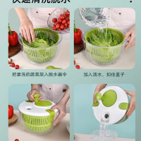 沙拉蔬菜脫水器家用瀝水甩乾機水果手動甩水籃廚房工具洗菜盆