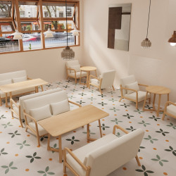 奶油風清吧咖啡廳沙發椅組合奶茶店西餐廳接待休閒洽談區沙發卡座