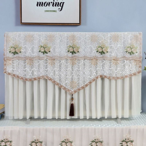 電視機防塵罩50寸55英寸65液晶電視機罩蓋布開機不取蕾絲蓋巾2024