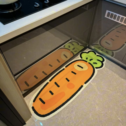 鬍蘿蔔地墊廚房地毯吸水防滑防油可擦免洗耐髒矽藻泥腳墊可剪 鬍蘿蔔地墊廚房地毯吸水防滑防油可擦免洗耐髒矽藻泥腳墊可剪