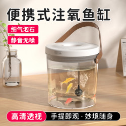 新款創意小魚缸IPX5防水12h斷電供氧小魚缸兒童戶外可攜式迷你魚缸