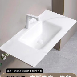 巖板熱彎一體盆單盆台面洗漱台衛生間洗臉盆切角延長異形下
