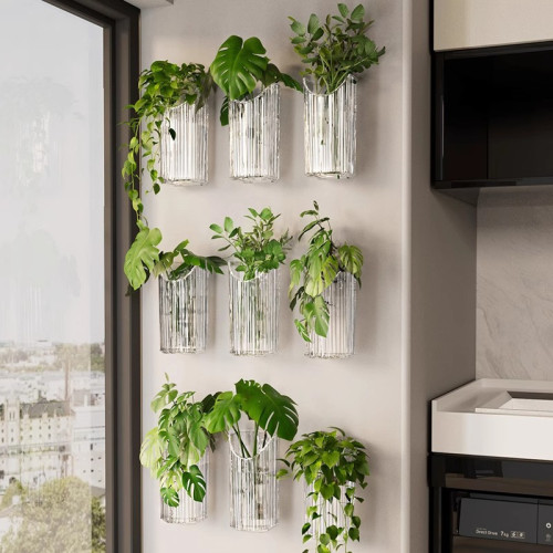 水培綠植花盆掛牆上吊蘭綠蘿植物器皿透明免打孔家居裝飾壁掛花瓶 水培綠植花盆掛牆上吊蘭綠蘿植物器皿透明免打孔家居裝飾壁掛花瓶