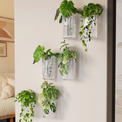 水培綠植花盆掛牆上吊蘭綠蘿植物器皿透明免打孔家居裝飾壁掛花瓶 水培綠植花盆掛牆上吊蘭綠蘿植物器皿透明免打孔家居裝飾壁掛花瓶