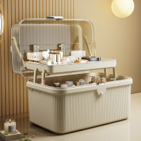 化妝品收納盒化妝箱多層折曡收納箱家用飾品整理盒口紅眼影收納盒