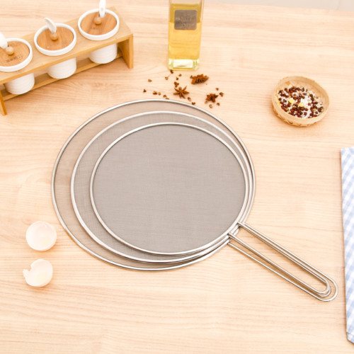 不鏽鋼防油濺鍋蓋圓形廚房家用帶手柄防油爆網漏防濺網油隔瀝水罩 不鏽鋼防油濺鍋蓋圓形廚房家用帶手柄防油爆網漏防濺網油隔瀝水罩