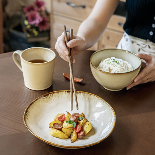 〖高顔值不規則深盤〗復古9英寸沙拉盤窰變釉陶瓷飯盤菜盤 〖高顔值不規則深盤〗復古9英寸沙拉盤窰變釉陶瓷飯盤菜盤