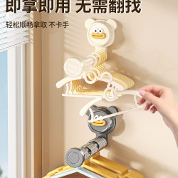 免打孔吸盤可伸縮衣架收納壁掛式收納架多功能衣櫃門臥室後掛衣鉤