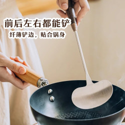 樹可胡桃木蘑菇鏟子鍋鏟不鏽鋼小號家用炒勺鐵鏟炒菜的勺鐵鍋