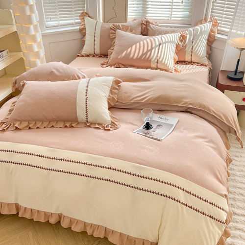 小清新純棉床上四件套新款床品被套防滑床裙床單北歐風水洗棉 小清新純棉床上四件套新款床品被套防滑床裙床單北歐風水洗棉