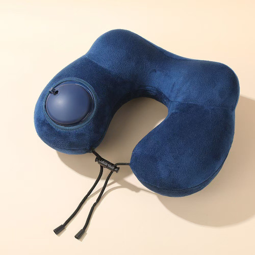 坐飛機充氣u型枕睡覺護頸枕按壓式旅行枕頭可攜式長途高鐵冰絲 坐飛機充氣u型枕睡覺護頸枕按壓式旅行枕頭可攜式長途高鐵冰絲