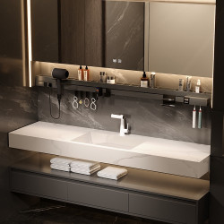 楠家匠2025新款浴室櫃酒店風巖板無縫陶瓷一體盆衛生間洗漱台定