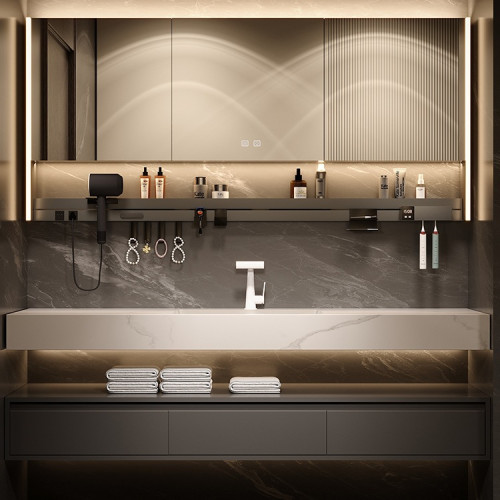 楠家匠2025新款浴室櫃酒店風巖板無縫陶瓷一體盆衛生間洗漱台定 楠家匠2025新款浴室櫃酒店風巖板無縫陶瓷一體盆衛生間洗漱台定