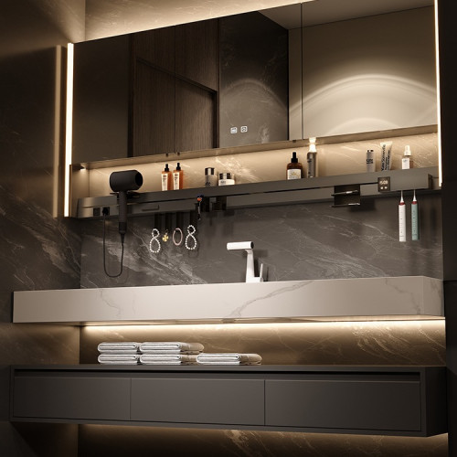 楠家匠2025新款浴室櫃酒店風巖板無縫陶瓷一體盆衛生間洗漱台定 楠家匠2025新款浴室櫃酒店風巖板無縫陶瓷一體盆衛生間洗漱台定