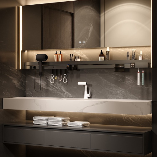 楠家匠2025新款浴室櫃酒店風巖板無縫陶瓷一體盆衛生間洗漱台定 楠家匠2025新款浴室櫃酒店風巖板無縫陶瓷一體盆衛生間洗漱台定