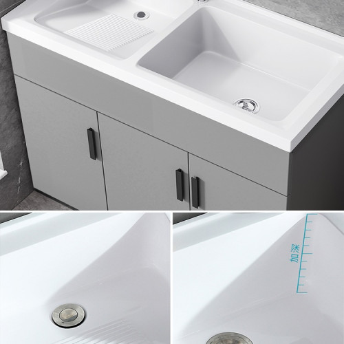 洗衣櫃一體雙盆人造石英石洗衣池帶搓板陽台太空鋁浴室櫃組合定 洗衣櫃一體雙盆人造石英石洗衣池帶搓板陽台太空鋁浴室櫃組合定