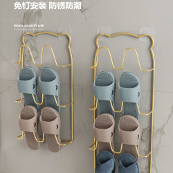 浴室拖鞋架免打孔壁掛式衛生間收納厠所壁掛掛架瀝水架子絹花