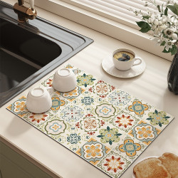 矽藻泥瀝水墊廚房餐具碗盤乾燥控水墊防水防滑免洗隔熱台面吸水墊