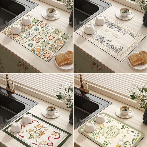 矽藻泥瀝水墊廚房餐具碗盤乾燥控水墊防水防滑免洗隔熱台面吸水墊 矽藻泥瀝水墊廚房餐具碗盤乾燥控水墊防水防滑免洗隔熱台面吸水墊