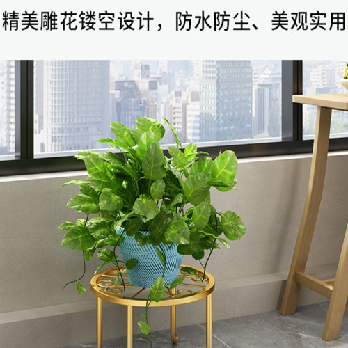 花架子客廳落地式陽台室內家用置物架鐵藝桌面鏤空式奶油風花盆架 花架子客廳落地式陽台室內家用置物架鐵藝桌面鏤空式奶油風花盆架