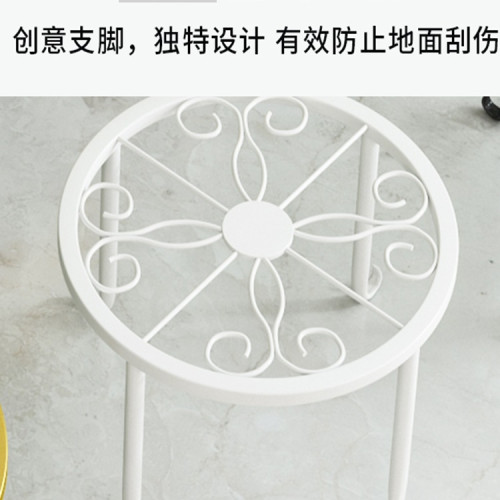 花架子客廳落地式陽台室內家用置物架鐵藝桌面鏤空式奶油風花盆架 花架子客廳落地式陽台室內家用置物架鐵藝桌面鏤空式奶油風花盆架