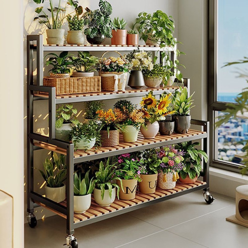 花架置物架陽台花架子客廳落地式移動新款多層多肉花盆托架植物角 花架置物架陽台花架子客廳落地式移動新款多層多肉花盆托架植物角