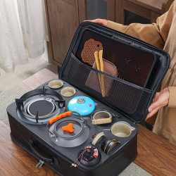 車用戶外露營圍爐煮茶可攜式旅行茶具套裝多功能燒烤爐燒水壺整套