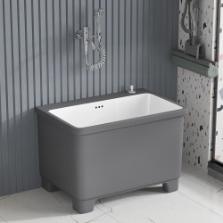 北歐灰色高腳拖把池陶瓷家用陽台衛生間拖布池四角墩布池洗拖布盆