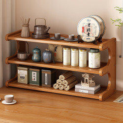 桌面茶杯茶葉置物架茶室茶桌小型博古架茶台茶具紫砂壺收納展示架