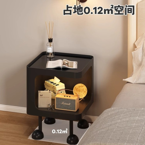 奶油風床頭櫃小型帶燈家用鐵藝臥室置物架2025款設計感床頭小邊幾 奶油風床頭櫃小型帶燈家用鐵藝臥室置物架2025款設計感床頭小邊幾