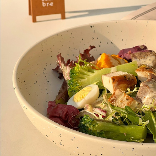 ins風墨點盤子陶瓷潑墨碗大號深盤水果沙拉家用咖喱飯泡麵碗湯盤