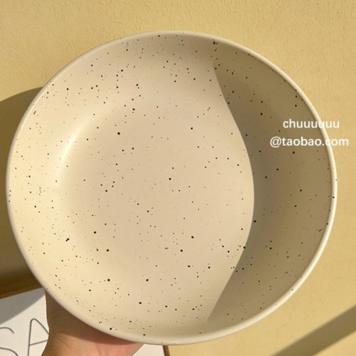 ins風墨點盤子陶瓷潑墨碗大號深盤水果沙拉家用咖喱飯泡麵碗湯盤