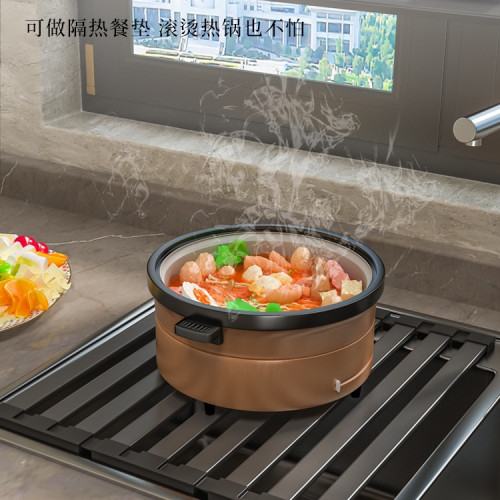 瀝水架304不鏽鋼廚房水槽置物架洗碗池碗碟收納籃折曡卷簾瀝水墊 瀝水架304不鏽鋼廚房水槽置物架洗碗池碗碟收納籃折曡卷簾瀝水墊