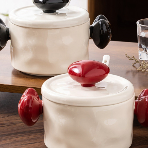 陶瓷豬油罐耐高溫食品級2025新款豬油罐多功能雙耳調料罐紅油罐子 陶瓷豬油罐耐高溫食品級2025新款豬油罐多功能雙耳調料罐紅油罐子