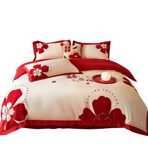 結婚喜慶四件套婚慶大紅色刺綉被套床單床笠新婚婚嫁婚禮床上用品 結婚喜慶四件套婚慶大紅色刺綉被套床單床笠新婚婚嫁婚禮床上用品