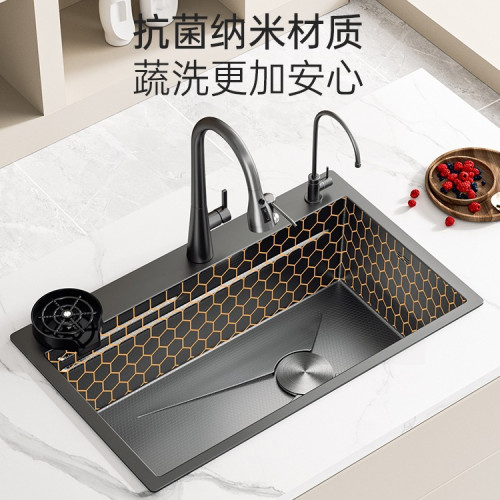 水槽納米蜂窩洗菜盆304不鏽鋼大單槽家用廚房加厚洗碗池x60i 水槽納米蜂窩洗菜盆304不鏽鋼大單槽家用廚房加厚洗碗池x60i