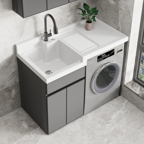 太空鋁陽台洗衣機櫃組合滾筒洗衣池台面帶搓板一體洗衣機櫃 太空鋁陽台洗衣機櫃組合滾筒洗衣池台面帶搓板一體洗衣機櫃