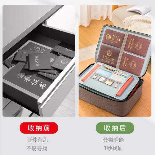 証件收納包盒證書家庭戶口本房産証出生証文件資料卡包護照收納箱