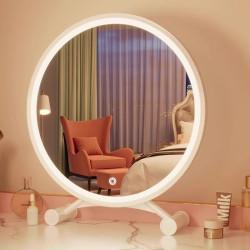 智能led化妝鏡女生家用臥室梳妝台帶燈鏡子學生宿舍桌上型桌面鏡子