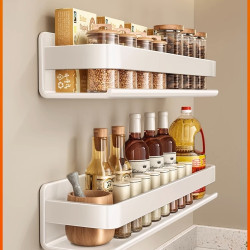 白色廚房置物架免打孔壁掛調料架調味料牆上調味品掛架家用收納架