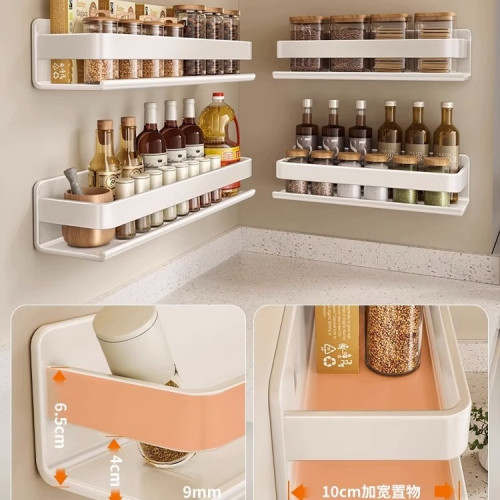 白色廚房置物架免打孔壁掛調料架調味料牆上調味品掛架家用收納架 白色廚房置物架免打孔壁掛調料架調味料牆上調味品掛架家用收納架