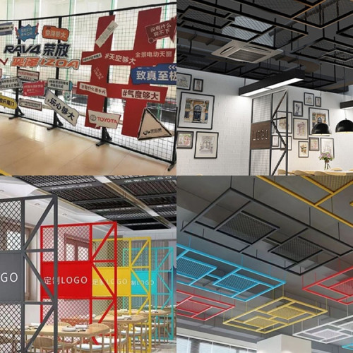 菱形網格片鐵絲網隔斷鐵藝屏風背景牆裝飾酒吧鏤空吊頂網格置物架 菱形網格片鐵絲網隔斷鐵藝屏風背景牆裝飾酒吧鏤空吊頂網格置物架