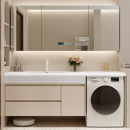 洗衣機洗手盆一體櫃巖板熱彎陶瓷無縫一體盆浴室櫃洗漱台組 洗衣機洗手盆一體櫃巖板熱彎陶瓷無縫一體盆浴室櫃洗漱台組